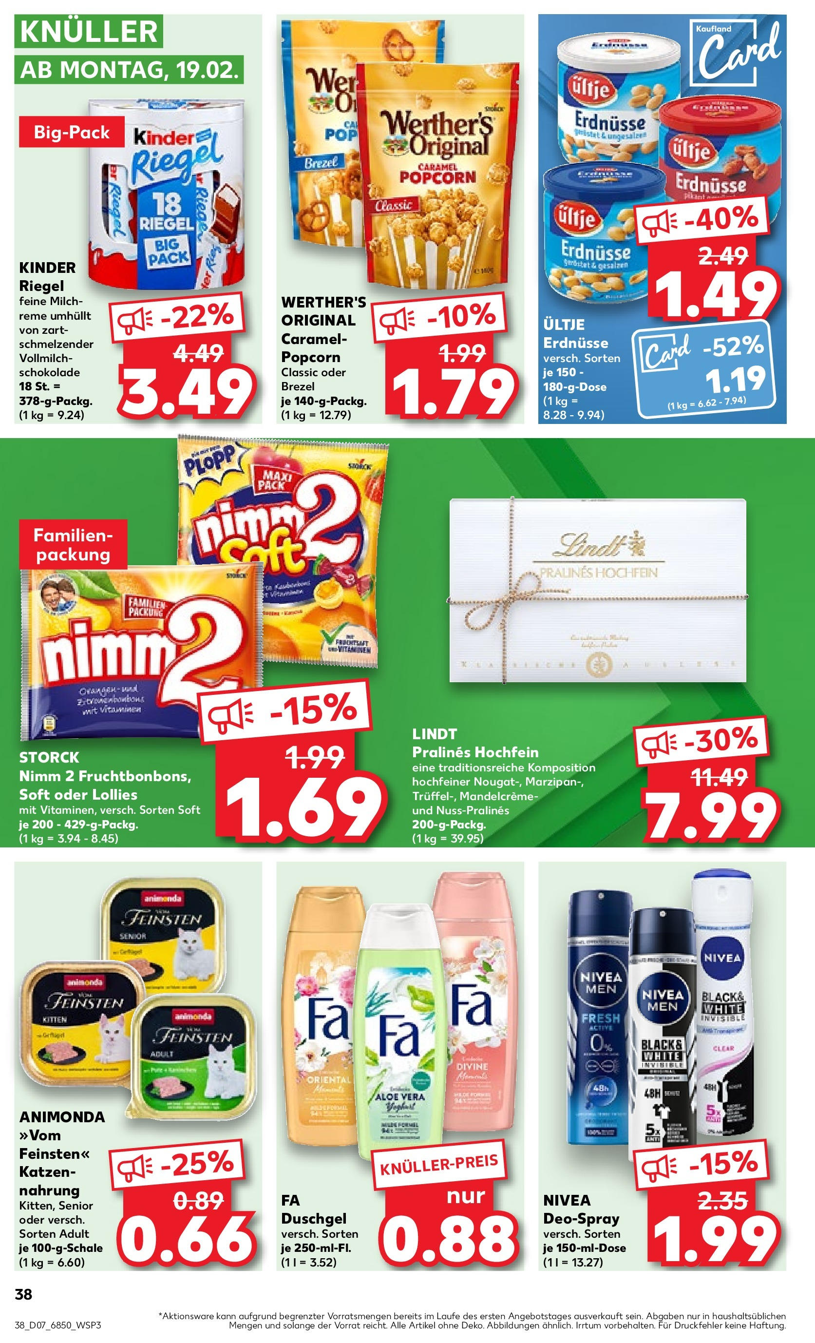Kaufland - Bayern (ab 15.02.2024) » Angebote Online zum Blättern | Seite: 38 | Produkte: Duschgel, Erdnüsse, Deospray, Schokolade