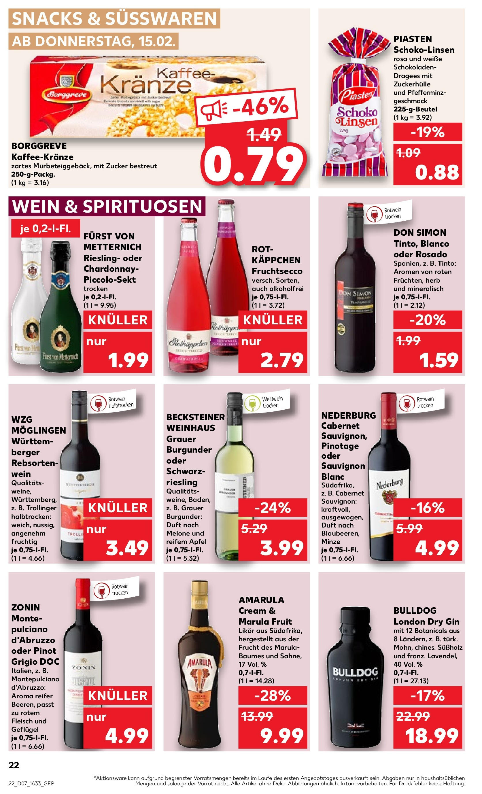 Kaufland - Bayern (ab 15.02.2024) » Angebote Online zum Blättern | Seite: 22 | Produkte: Gin, Duft, Likör, Rotwein halbtrocken