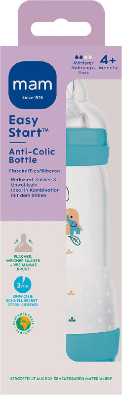 MAM Easy Start Anti-Kolik-Babyflasche 320 ml, blau, 4+ Monate
