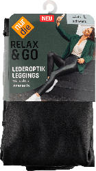 nur die Relax & Go Lederoptik Leggins Damen schwarz, Gr. 44/46