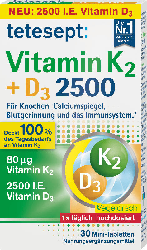 tetesept Vitamin K2 + D3 2500 Mini-Tabletten