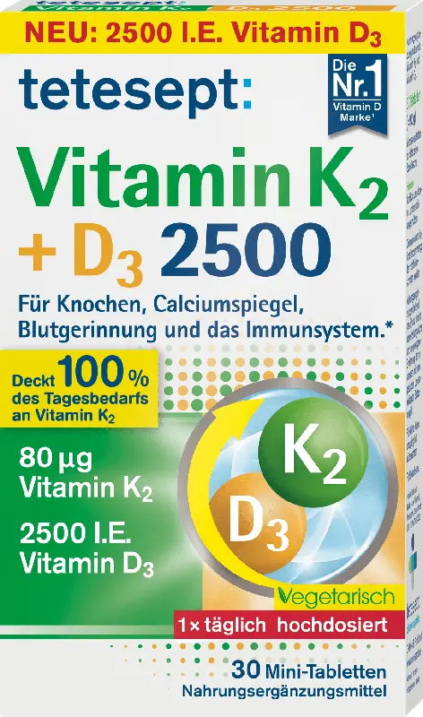 tetesept Vitamin K2 + D3 2500 Mini-Tabletten