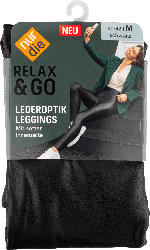 nur die Relax & Go Lederoptik Leggins Damen schwarz, Gr. 40/42