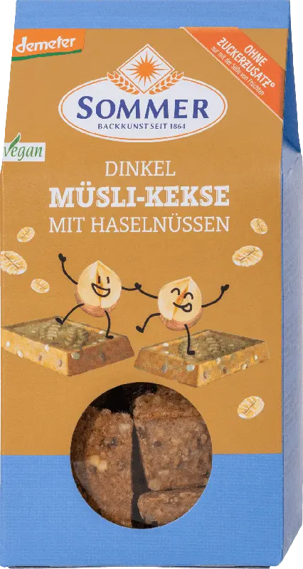 SOMMER Dinkelkekse Müsli mit Haselnüsse