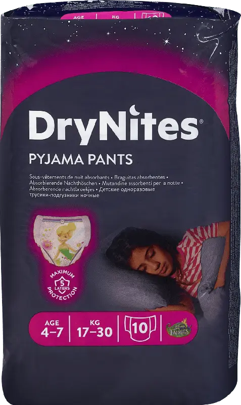 DryNites Pyjama Pants für Mädchen Nacht-Höschen (17-30 kg)