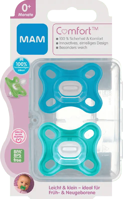 MAM Babyschnuller Comfort Silikon 0+ Monate blau/türkis