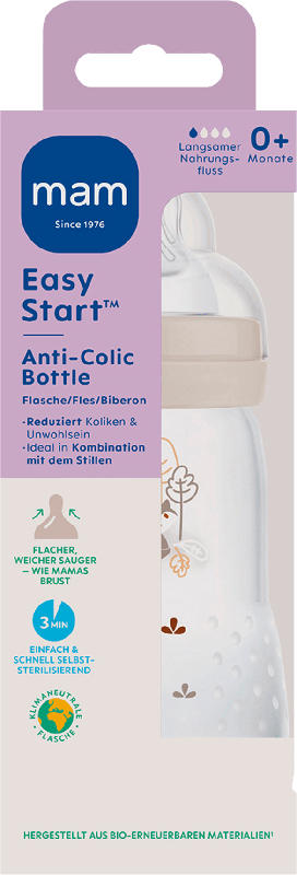 MAM Easy Start Anti-Koliki Babyflasche 260 ml, beige, 0+ Monate