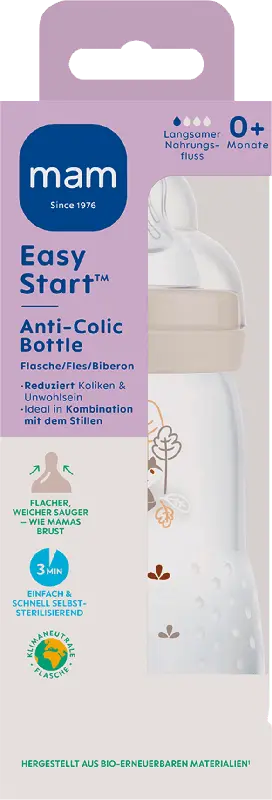 MAM Easy Start Anti-Koliki Babyflasche 260 ml, beige, 0+ Monate