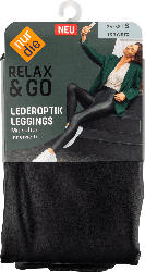 nur die Relax & Go Lederoptik Leggins Damen schwarz, Gr. 36/38