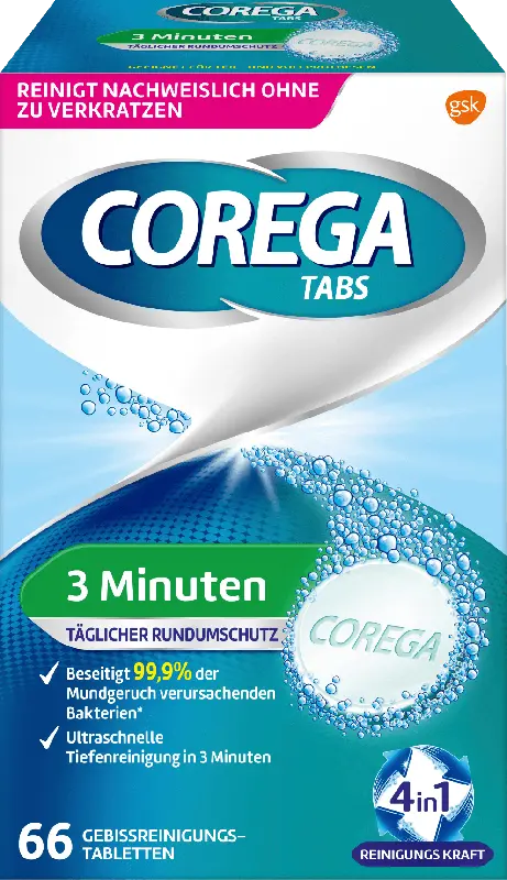 COREGA Tabs Rapid 3 Minuten Gebissreinigungs-Tabletten