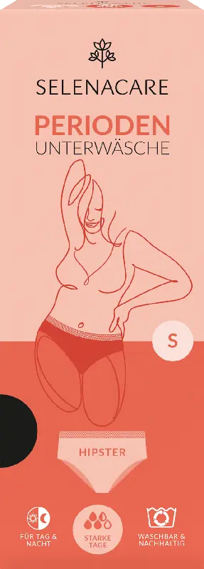 SELENACARE Periodenunterwäsche Hipster schwarz, Gr. S