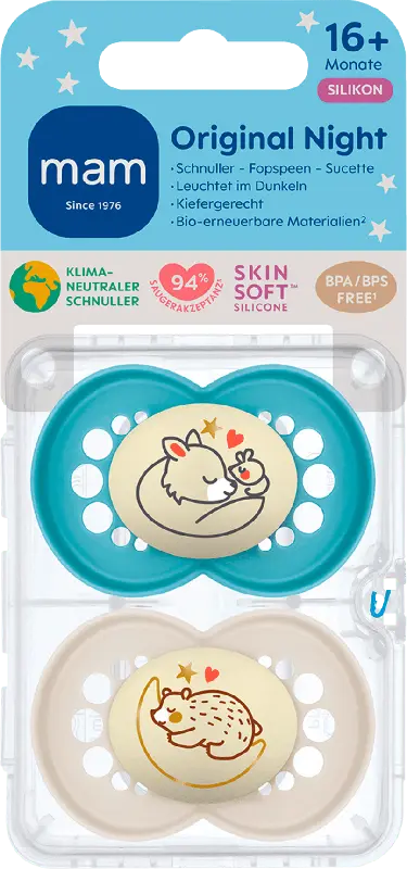 MAM Original Pure Night Schnuller 16+ Monate blau/grau