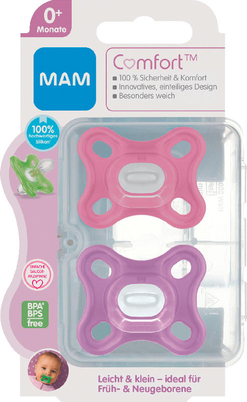 MAM Babyschnuller Comfort Silikon 0+ Monate pink/lila