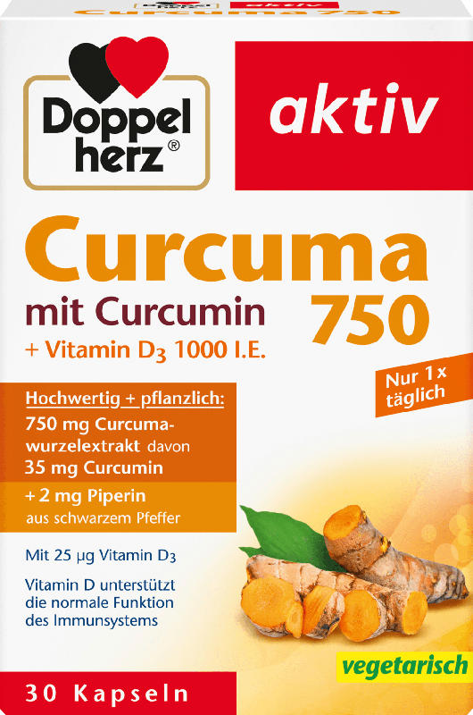 Doppelherz aktiv Curcuma 750 mit Curcumin + Vitamin D3 Kapseln