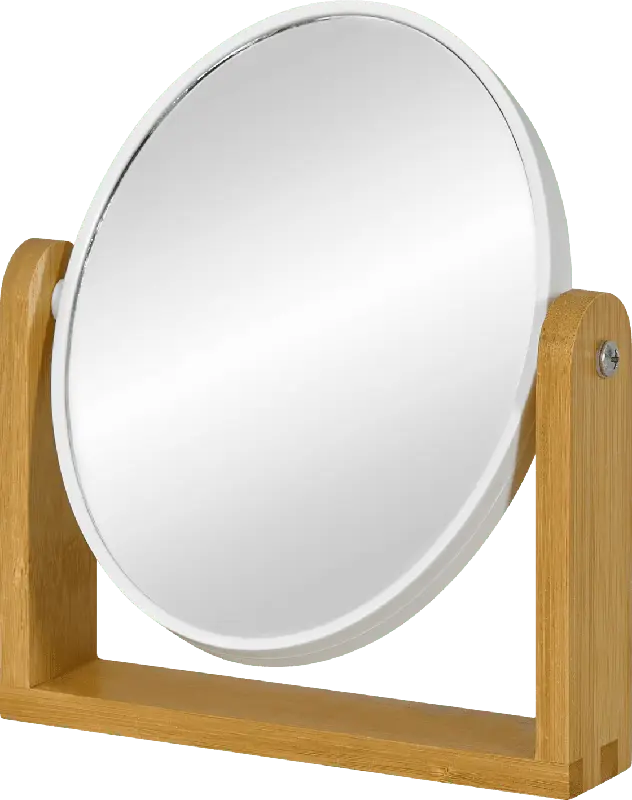 Soapland Standspiegel weiß mit Bambus-Fuß, 1/5-fache Vergrößerung