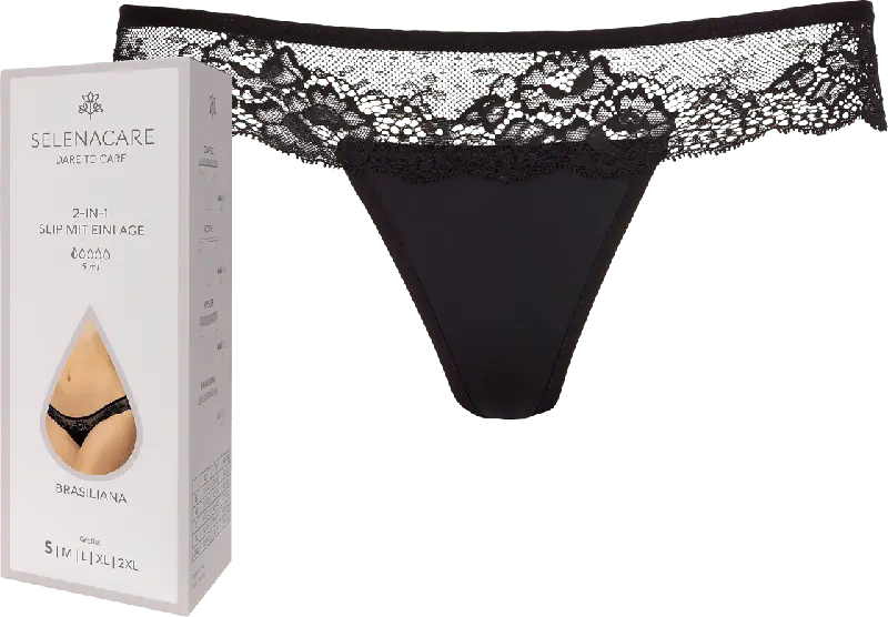 SELENACARE 2in1 Slip mit Einlage Brasiliana schwarz, Gr. S