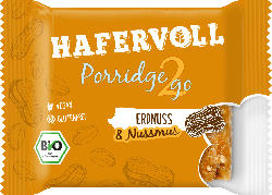 HAFERVOLL Porridge 2go mit Erdnuss & Nussmus