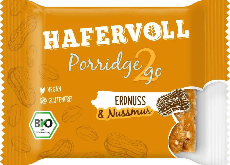 HAFERVOLL Porridge 2go mit Erdnuss & Nussmus