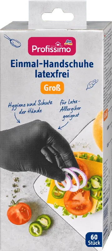 Profissimo Einmal-Handschuhe latexfrei Groß schwarz (30 Paar)
