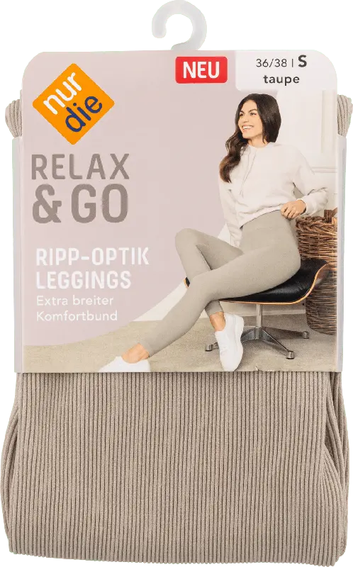 nur die Relax & Go Ripp-Optik Leggings Gr. 36/38 taupe