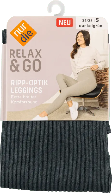 nur die Relax & Go Ripp-Optik Leggings Gr. 36/38 dunkelgrün