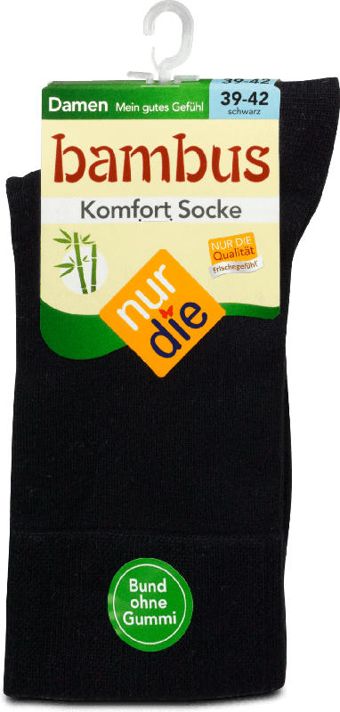 nur die Bambus Komfort Socken Damen schwarz, Gr. 39-42 (1 Paar)