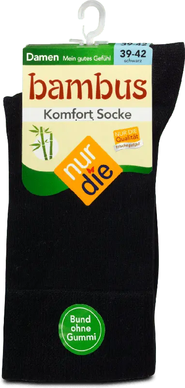 nur die Bambus Komfort Socken Damen schwarz, Gr. 39-42 (1 Paar)
