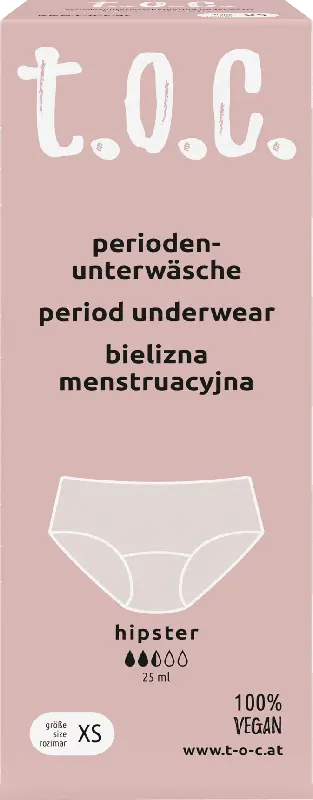 t.o.c. Periodenunterwäsche schwarz Hipster, Gr. XS