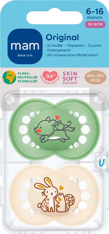 MAM Original Pure Schnuller 6-16 Monate grün/beige