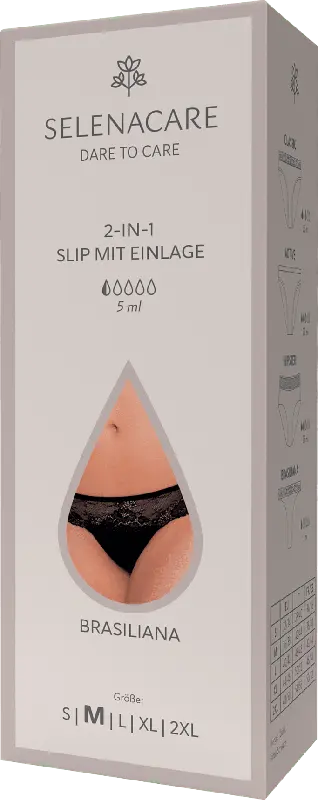 SELENACARE 2in1 Slip mit Einlage Brasiliana schwarz, Gr. M
