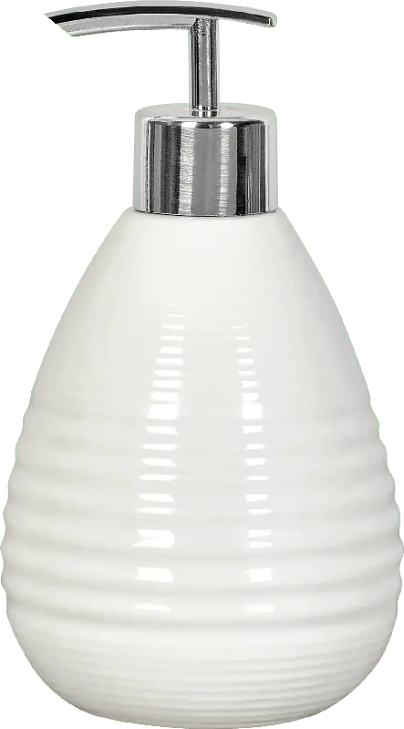 Soapland Keramik Seifenspender weiß gerillt