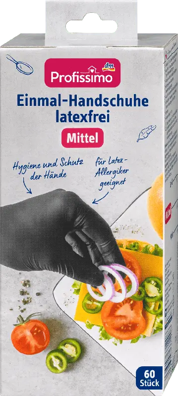 Profissimo Einmal-Handschuhe latexfrei Mittel schwarz (30 Paar)
