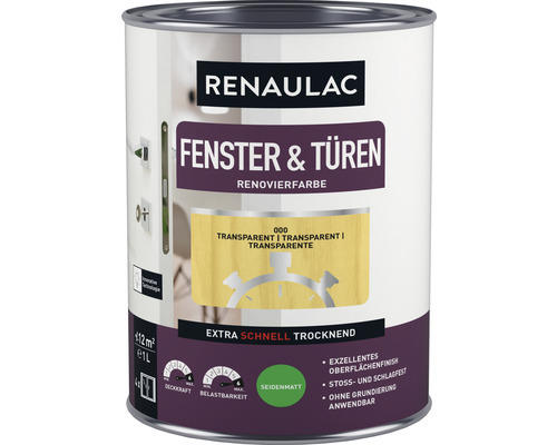 RENAULAC Fensterlack Türlack seidenmatt transparent 1 L