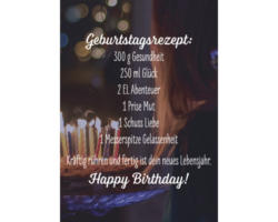 Postkarte Geburtstagsrezept… Happy Birthday! 10,5x14,8 cm