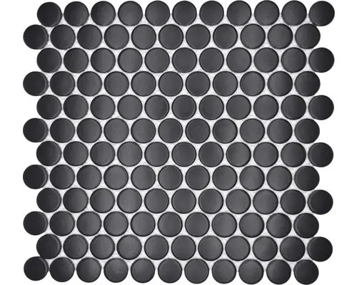 Keramikmosaik Penny Knopf 92G 31,2x31,2 cm schwarz matt