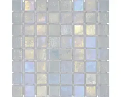 Glasmosaik Shell VP55384PUR 31,6x31,6 cm weiß glänzend