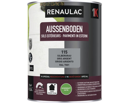 RENAULAC Aussenbodenfarbe seidenmatt silbergrau 2.5 l