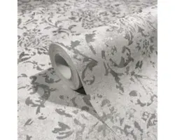 Vliestapete City Glow ornament grau silber