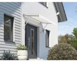 Vordach SCALA Gestell RAL 9010 reinweiß 300x135 cm Stoff Dessin 0001