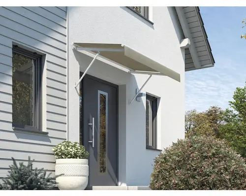 Vordach SCALA Gestell RAL 9010 reinweiß 175x90 cm Stoff Dessin U811