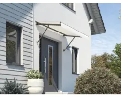 Vordach SCALA Gestell RAL 8022 schwarzbraun 275x90 cm Stoff Dessin 0001