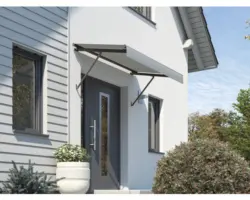 Vordach SCALA Gestell RAL 8022 schwarzbraun 200x90 cm Stoff Dessin 6088