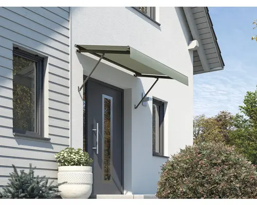 Vordach SCALA Gestell RAL 8022 schwarzbraun 250x90 cm Stoff Dessin U793