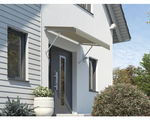 Vordach SCALA Gestell RAL 7035 lichtgrau 250x115 cm Stoff Dessin 8779