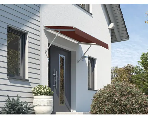 Vordach SCALA Gestell RAL 7035 lichtgrau 250x105 cm Stoff Dessin 3914