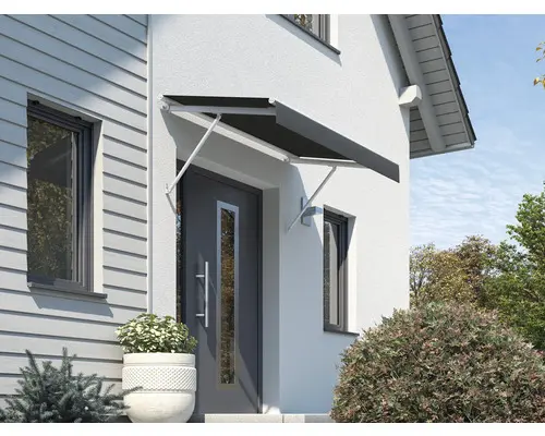 Vordach SCALA Gestell RAL 9010 reinweiß 250x135 cm Stoff Dessin U095