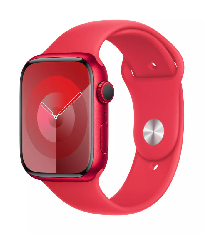 Смарт часовник Apple Watch 9 45mm RED/RED Band M/L mrxk3 , 1.90 , 45.00 , 64 , Apple S9 SiP 64-bit Dual Core