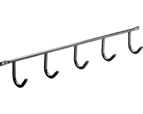 Garderobenleiste 5 Haken Stahl schwarz LxBxH 35/350/52 mm