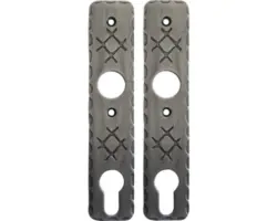 Profilzylinder-Kurzschildpaar Schmiedeeisen stahl patiniert verzinkt, ohne Drücker