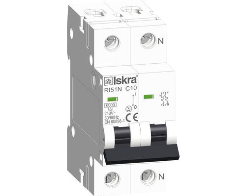 Leitungsschutzschalter Iskra® RI51N C10 10A 1-polig mit Neutralleiter